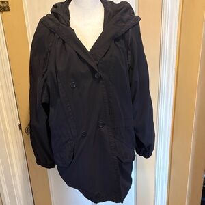 London Fog Black Hooded Trench Coat